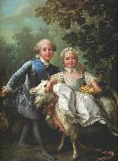 Francois-Hubert Drouais Charles of France and his sister Clotilde France oil painting artist